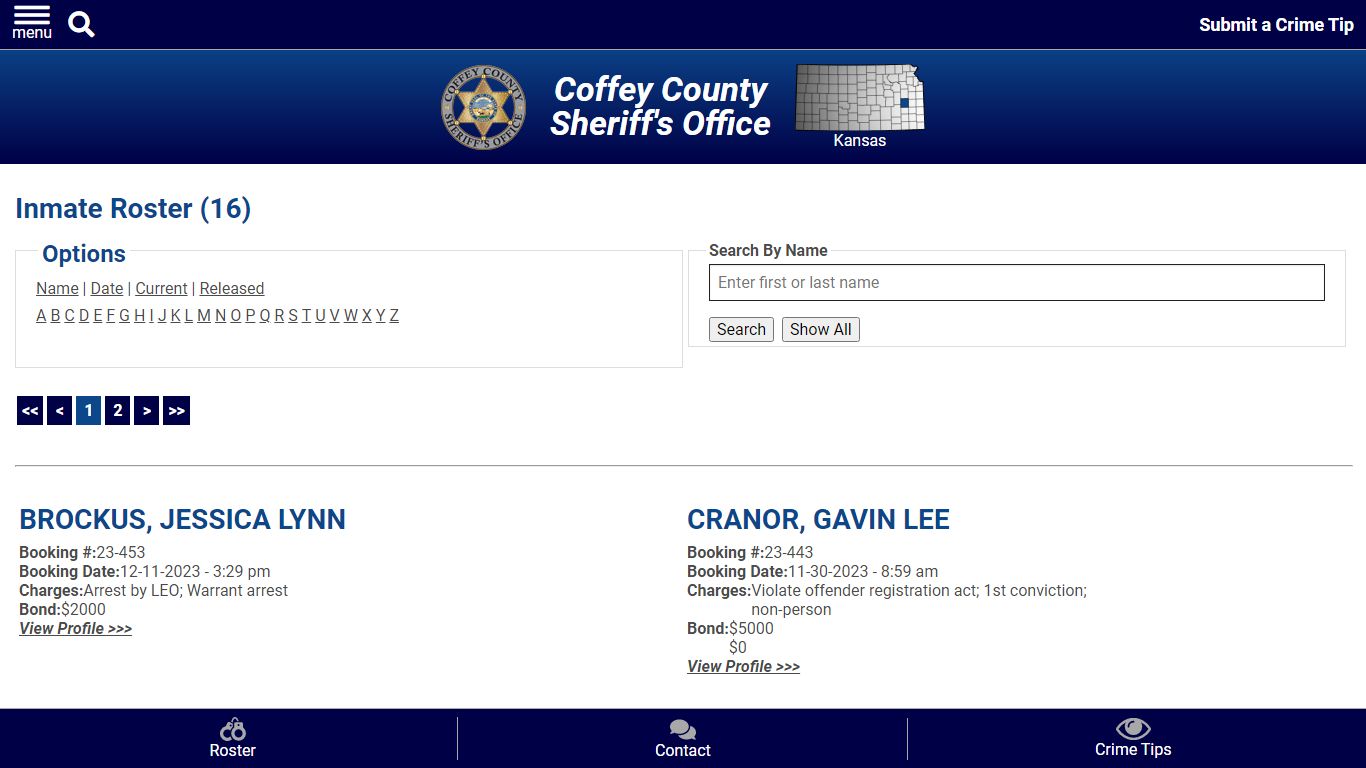 Inmate Roster - Current Inmates - Coffey County Sheriff