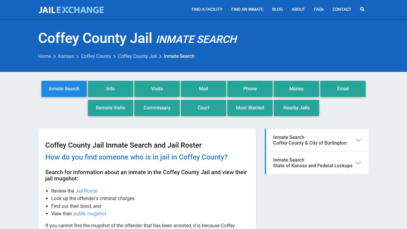 Inmate Search: Roster & Mugshots - Coffey County Jail, KS - Jail Exchange